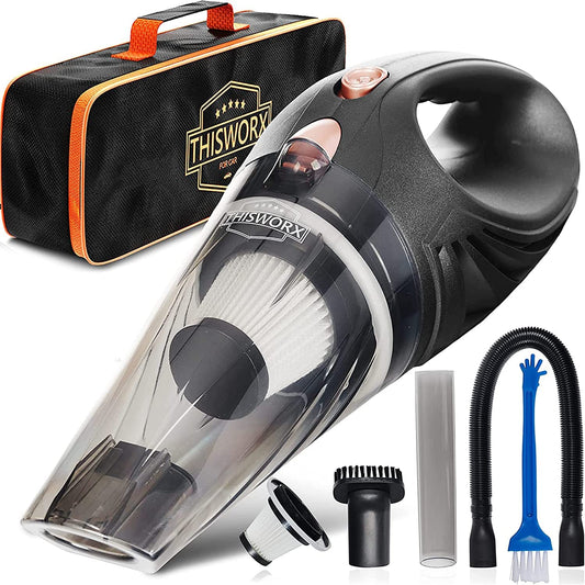 Cordless Car Vacuum - Portable, Mini Handheld Vacuum W/Rechargeable Battery and 3 Attachments - High-Powered Vacuum Cleaner W/ 60W Motor