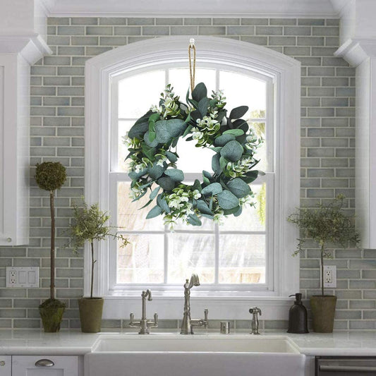 Artificial Eucalyptus Wreath for Festival Ornaments Front Door Window Decoration