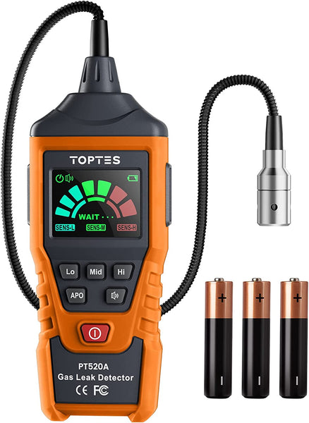 PT520A Natural Gas Detector, Gas Leak Detector with 17-Inch Gooseneck, Locating the Source of Methane, Propane and Combustible Gas Leaks for Home and RV (Includes Battery X3)-Orange