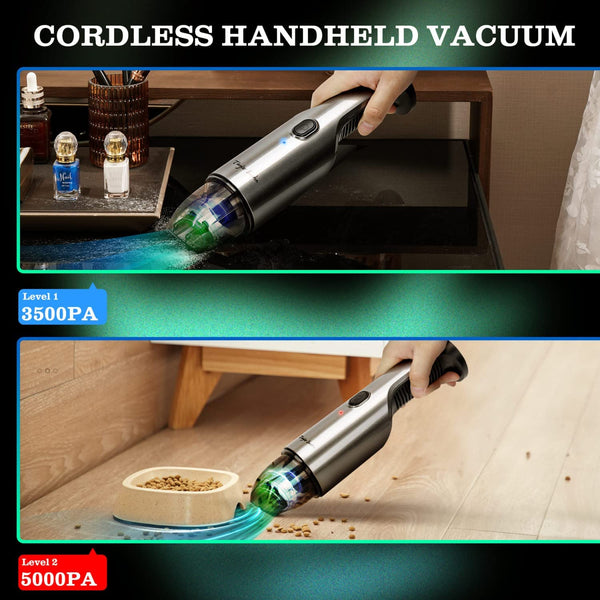 3-In-1 Cordless Handheld Vacuum - Crumbs, Dust, Hair Vacuum 