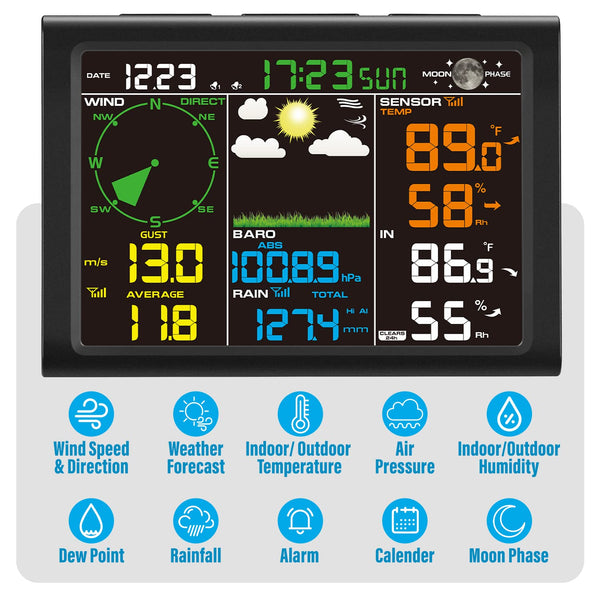 Wireless Weather Station with Outdoor Sensor, 8-In-1 Weather Station with Weather Forecast