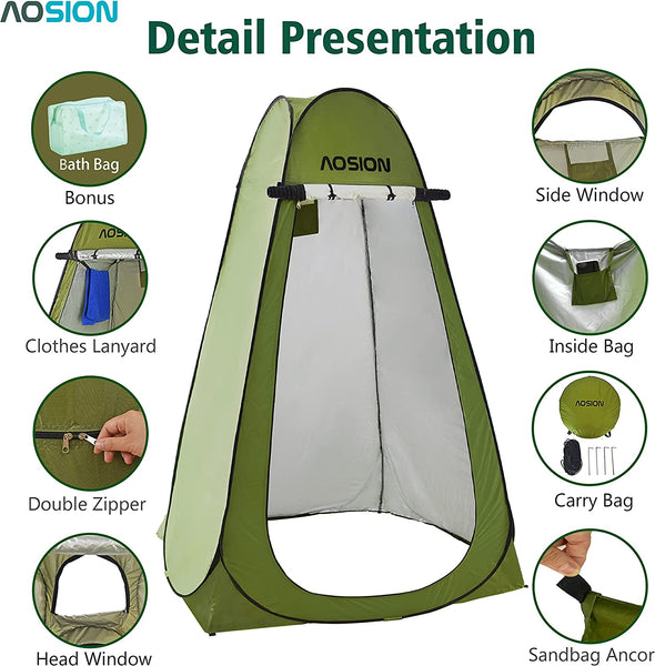 Pop up Changing Room Portable Shower Tent for Outdoor Indoor Camping & Hiking