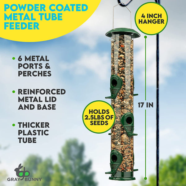 Metal Bird Feeders for Outdoors Hanging with 6 Ports