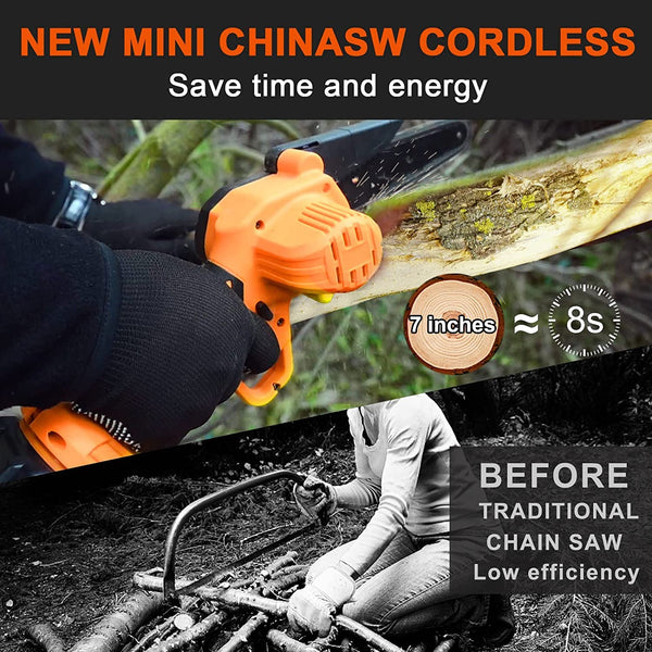 Mini Chainsaw 6 Inch - Cordless Mini Chainsaw Battery Powered with 24V