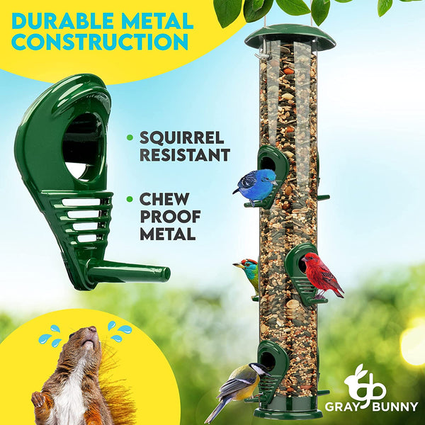 Metal Bird Feeders for Outdoors Hanging with 6 Ports