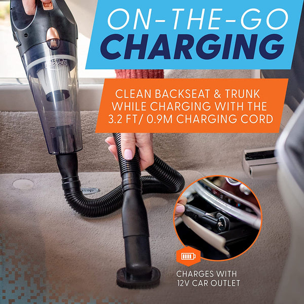 Cordless Car Vacuum - Portable, Mini Handheld Vacuum W/Rechargeable Battery and 3 Attachments - High-Powered Vacuum Cleaner W/ 60W Motor