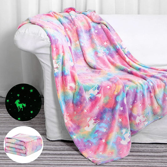 Glow in the Dark Blanket Unicorns Gifts for Girls - 60 X 50In