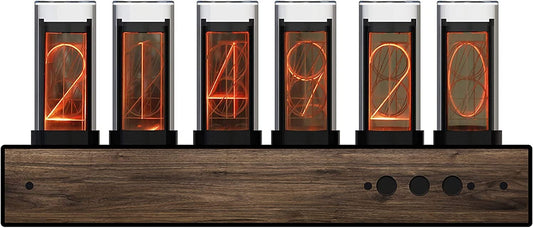 Retro Nixie Clock Inspired Modern Digital Gixie Clock 6-Digit LED Shelf Clock