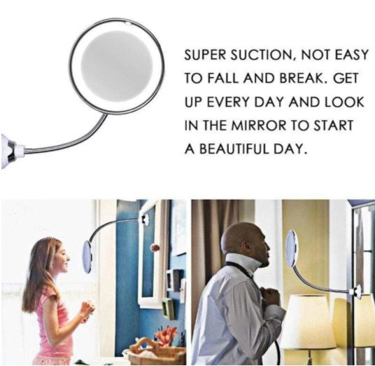 10X Magnifying LED Lighted Flexible Mirror