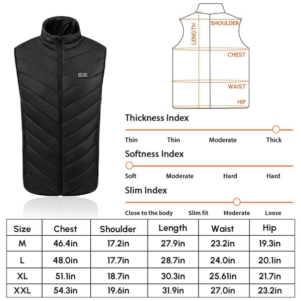 Heated Vest 9 Heating Zones with 10000Mah Battery Pack Electric Heating Vest